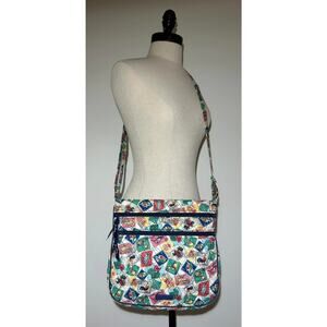 Vera Bradley CUBAN STAMP PRINTS Crossbody Handbag Quilted Pockets